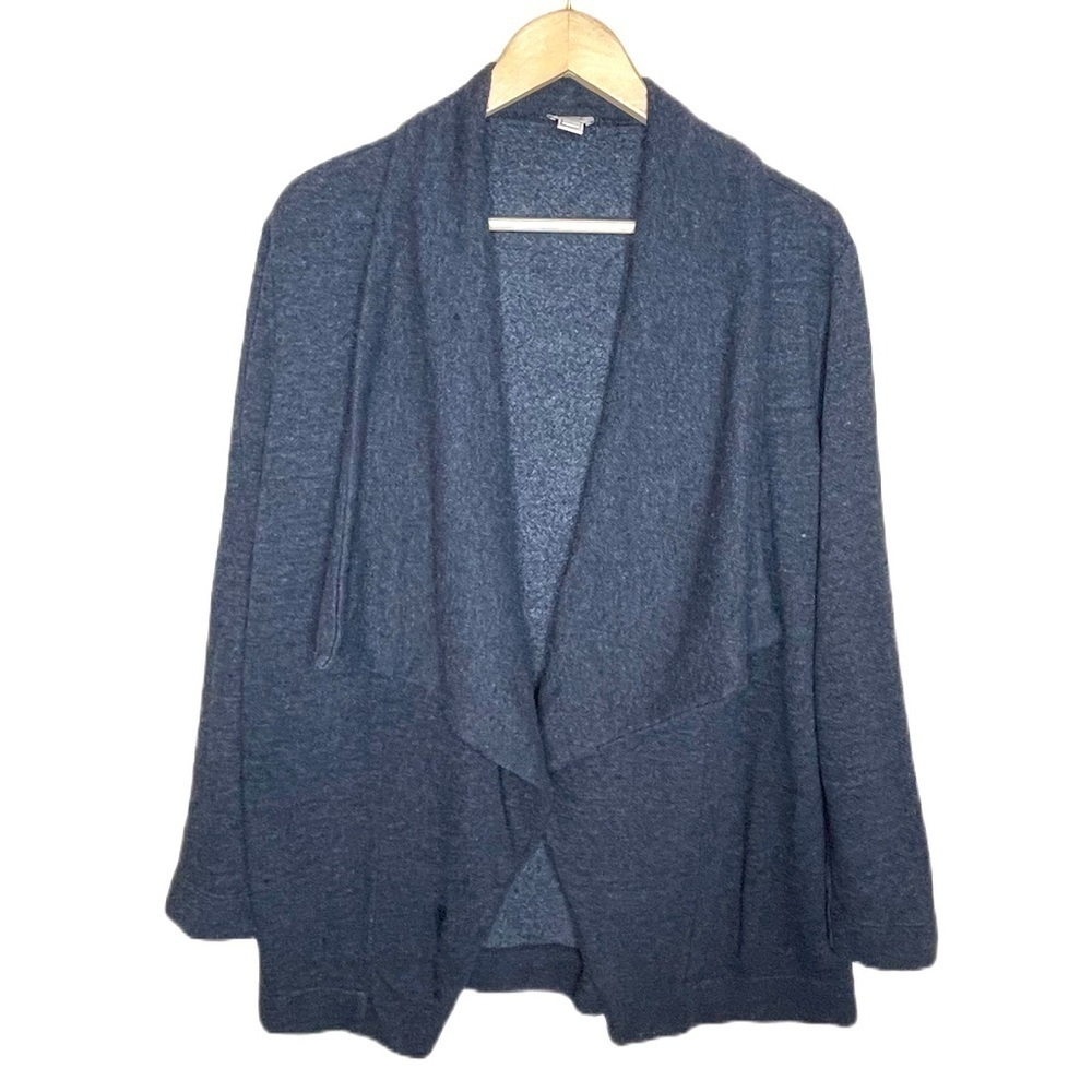 𝅺J.CREW warm gray waterfall draped wool fleece blend cardigan
